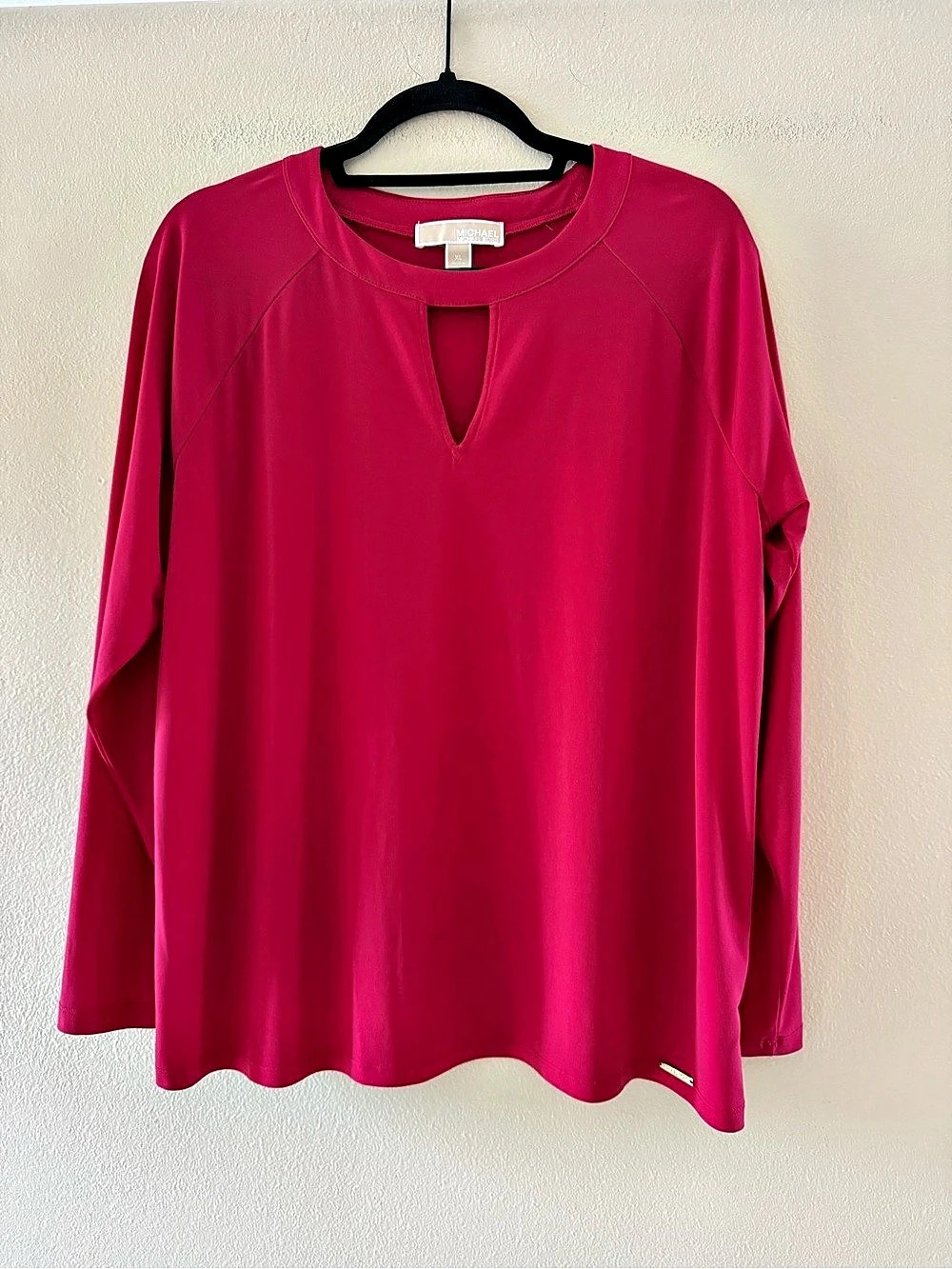 Michael Kors Keyhole Long Sleeve Blouse in Pink XL Like New